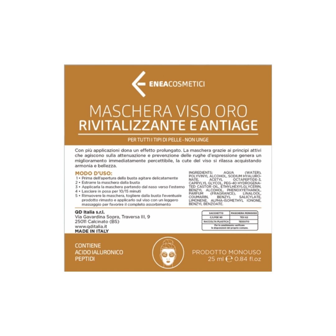 Maschera viso oro rivitalizzante e antiage